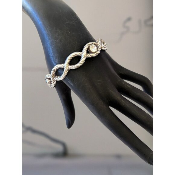Brighton Open Woven Bangle Bracelet with Clear Crystals - Picture 2 of 4